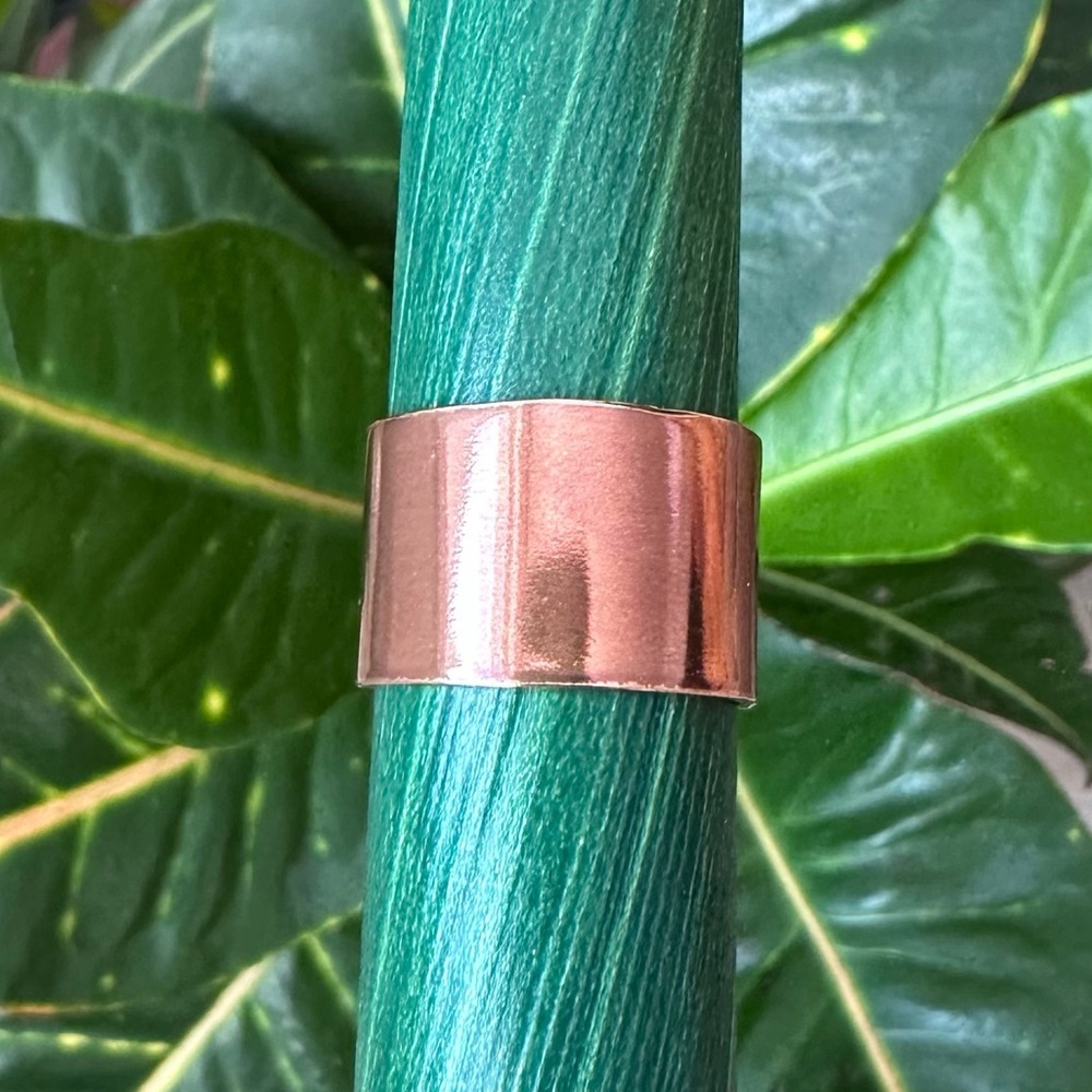 Men’s Raw Copper Open Cuff Ring Cigar Band Ring - 15mm Wide - Picture 4 of 5